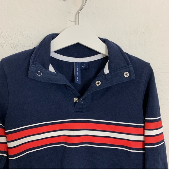 Janie And Jack Polo Rugby Stripe Long Sleeve Shirt Boys Size 5 Navy Blue - Picture 9 of 11